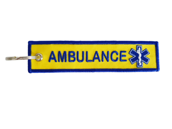 Sleutelhanger geborduurd Ambulance Battenburg (14cm x 3cm)