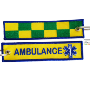 Sleutelhanger geborduurd Ambulance Battenburg (14cm x 3cm)