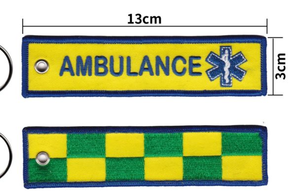 Sleutelhanger geborduurd Ambulance Battenburg (14cm x 3cm)