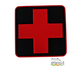 PVC Patch Rood kruis op zwarte ondergrond